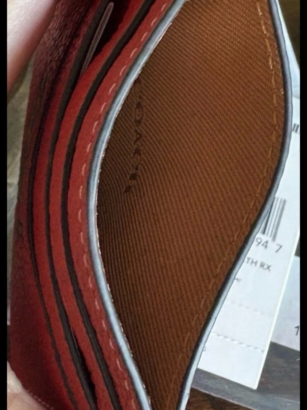 Coach Red Card Holder with Brown Interior - Picture 2 of 3